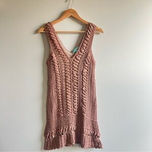 Melissa Odabash Size Large Alexis Sleeveless Crochet Brown Color Dress Cover Up